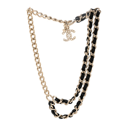 Chanel Lambskin CC Chain Short Necklace Black Gold 3 of 7