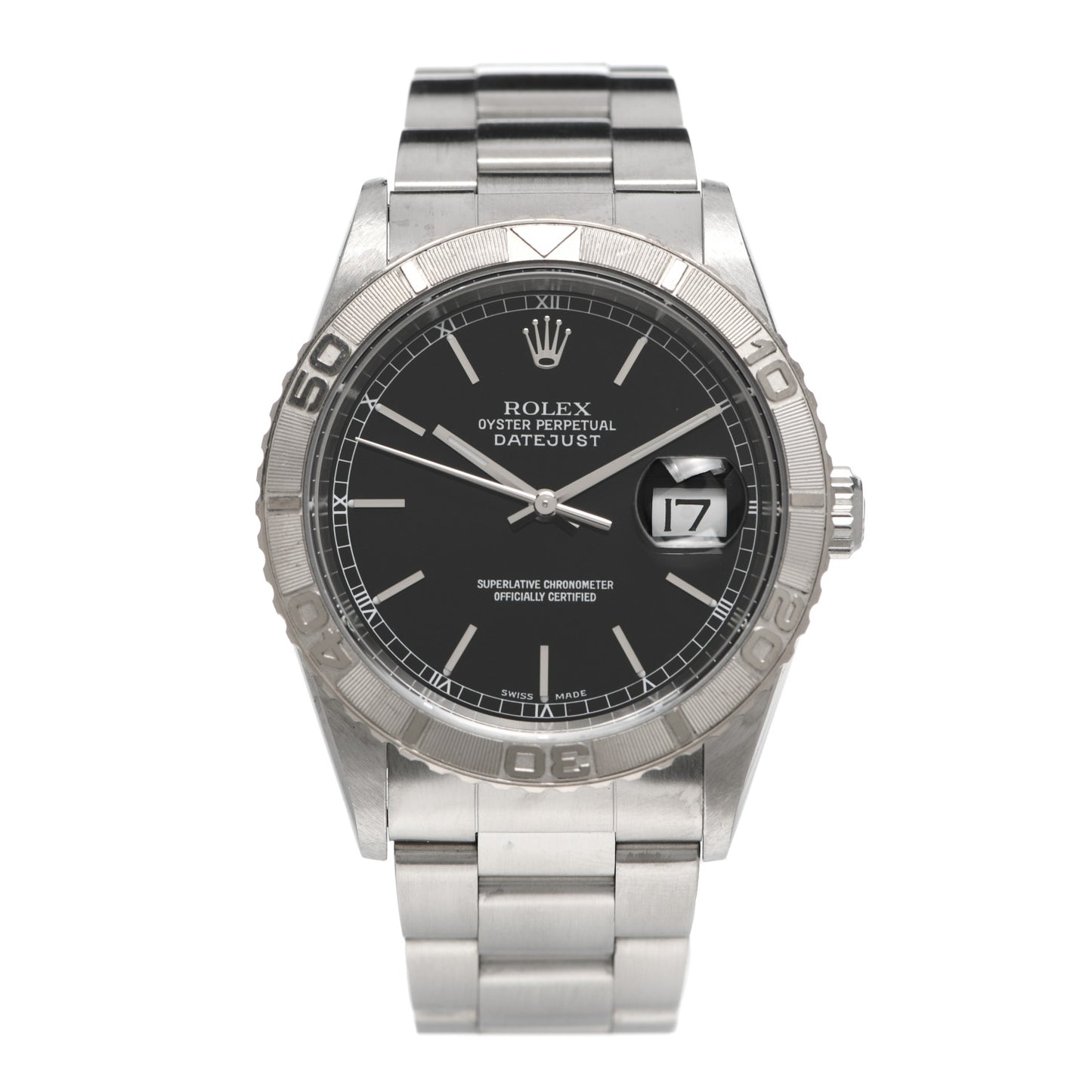 Stainless Steel 36mm Oyster Perpetual "Thunderbird" Datejust Watch Black 16264