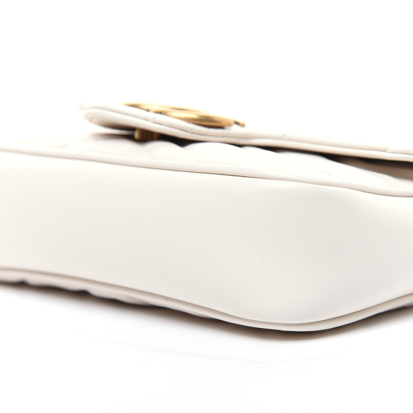 Calfskin Matelasse Super Mini GG Marmont Shoulder Bag White