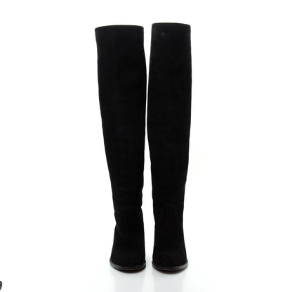 Christian Dior Suede Global Knee High Boots 37 Black 2 of 10