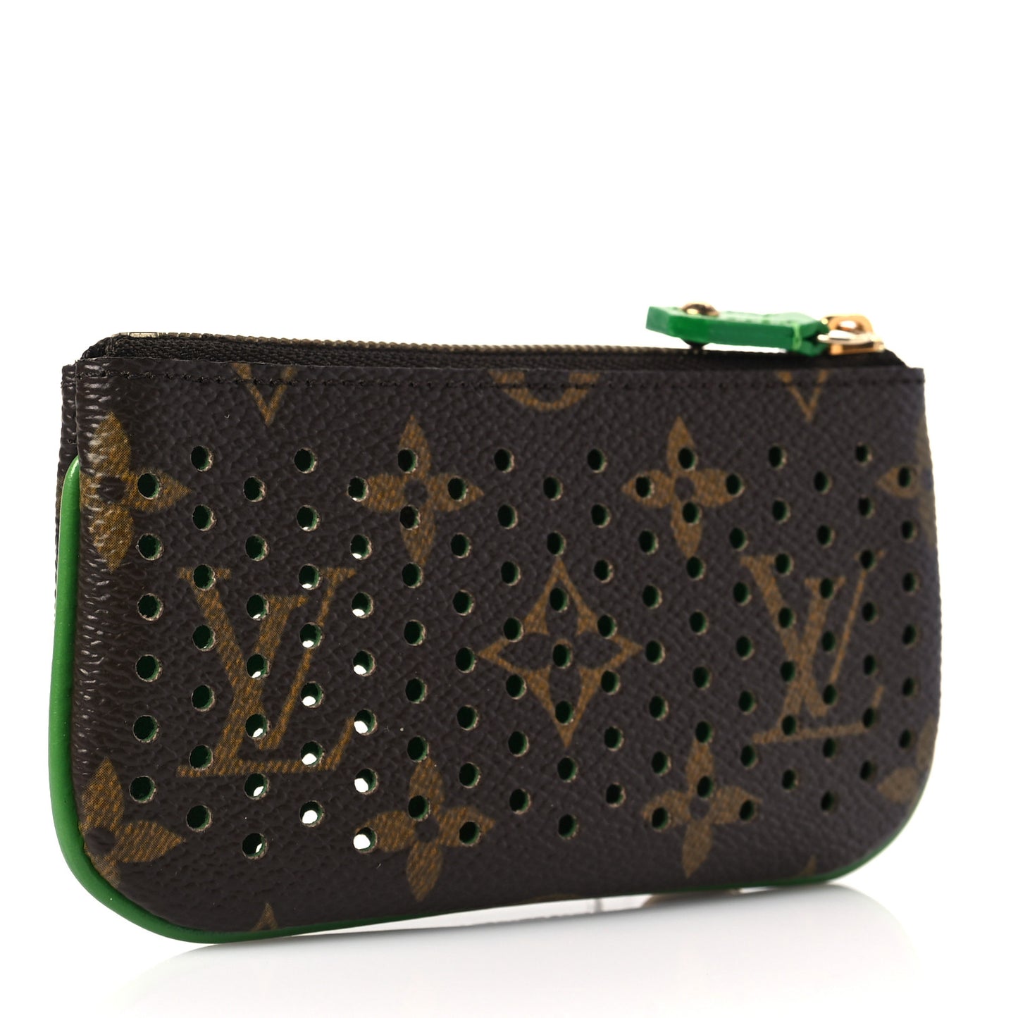 Monogram Perforated Key Pouch Green