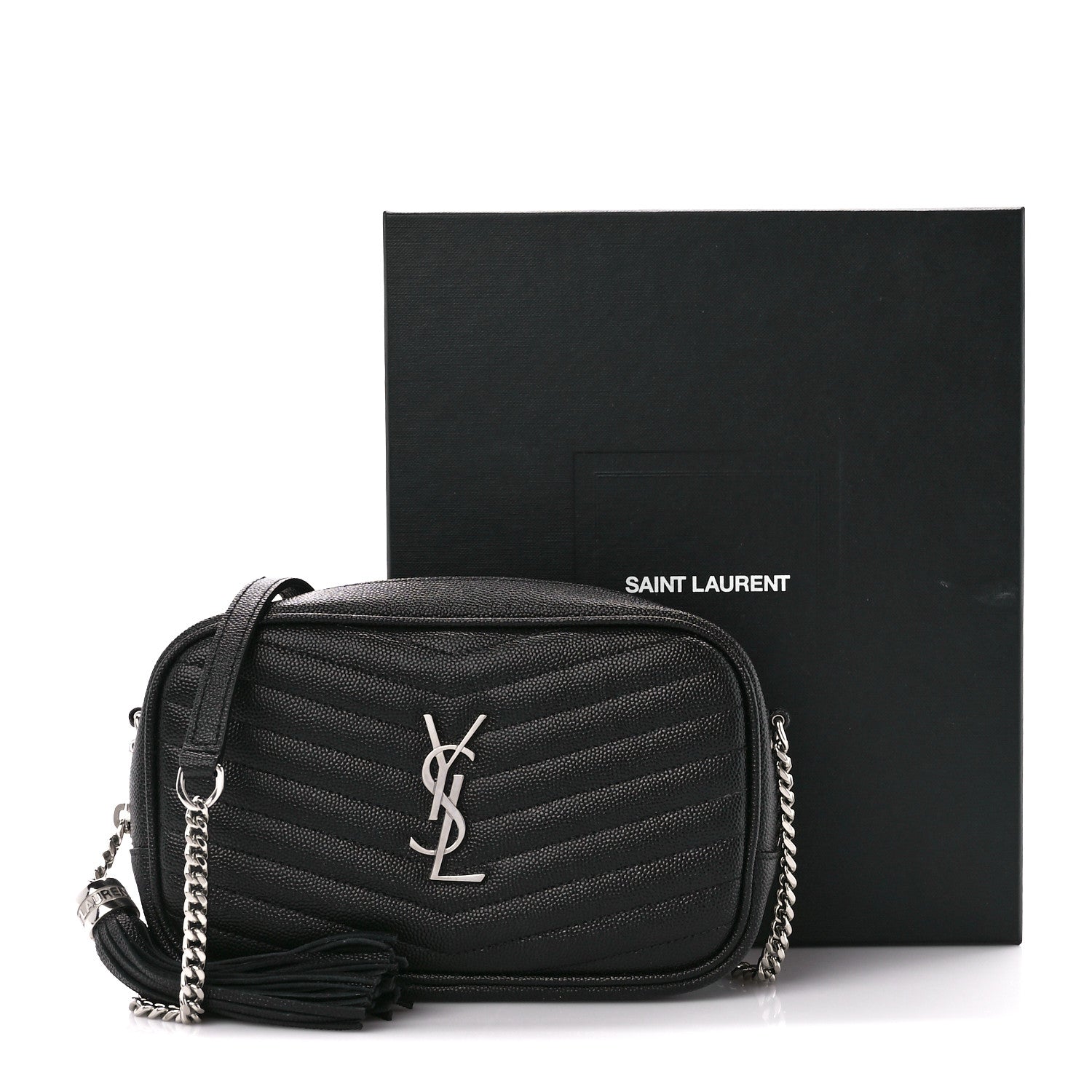 Saint Laurent Grain De Poudre Matelasse Monogram Mini Lou Camera Bag Black 11 of 11