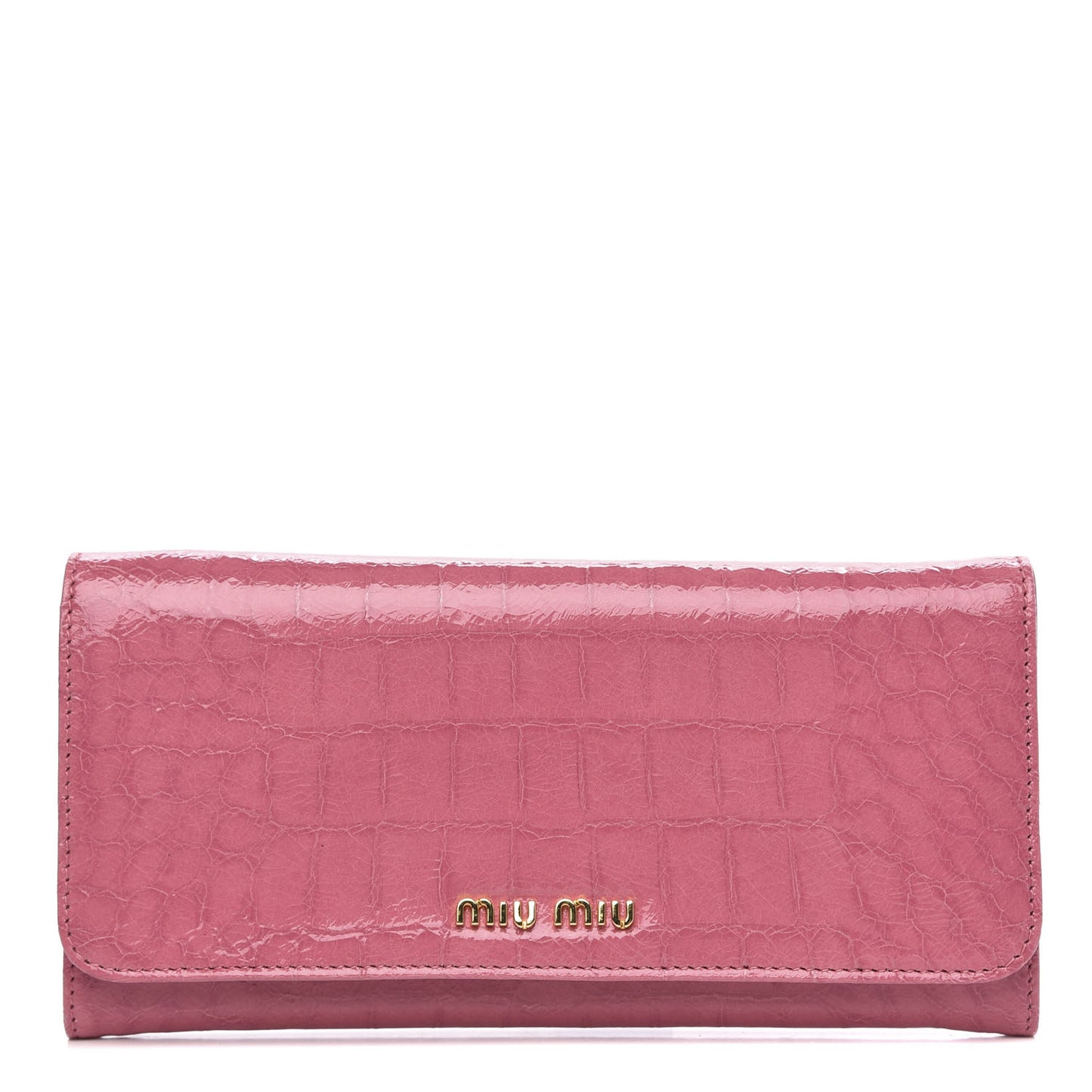 Patent Embossed Crocodile Continental Wallet Pink
