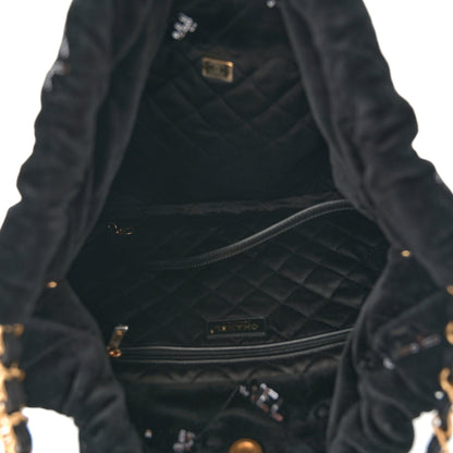 Chanel Velvet Sequin Quilted Chanel 22 Black 6 of 11