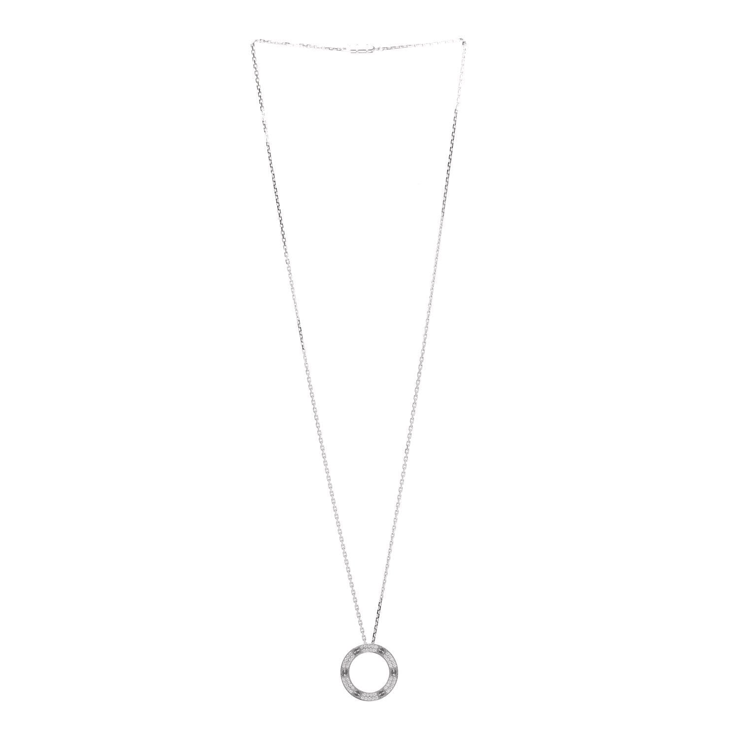 Cartier 18K White Gold Diamond LOVE Paved Necklace 3 of 7