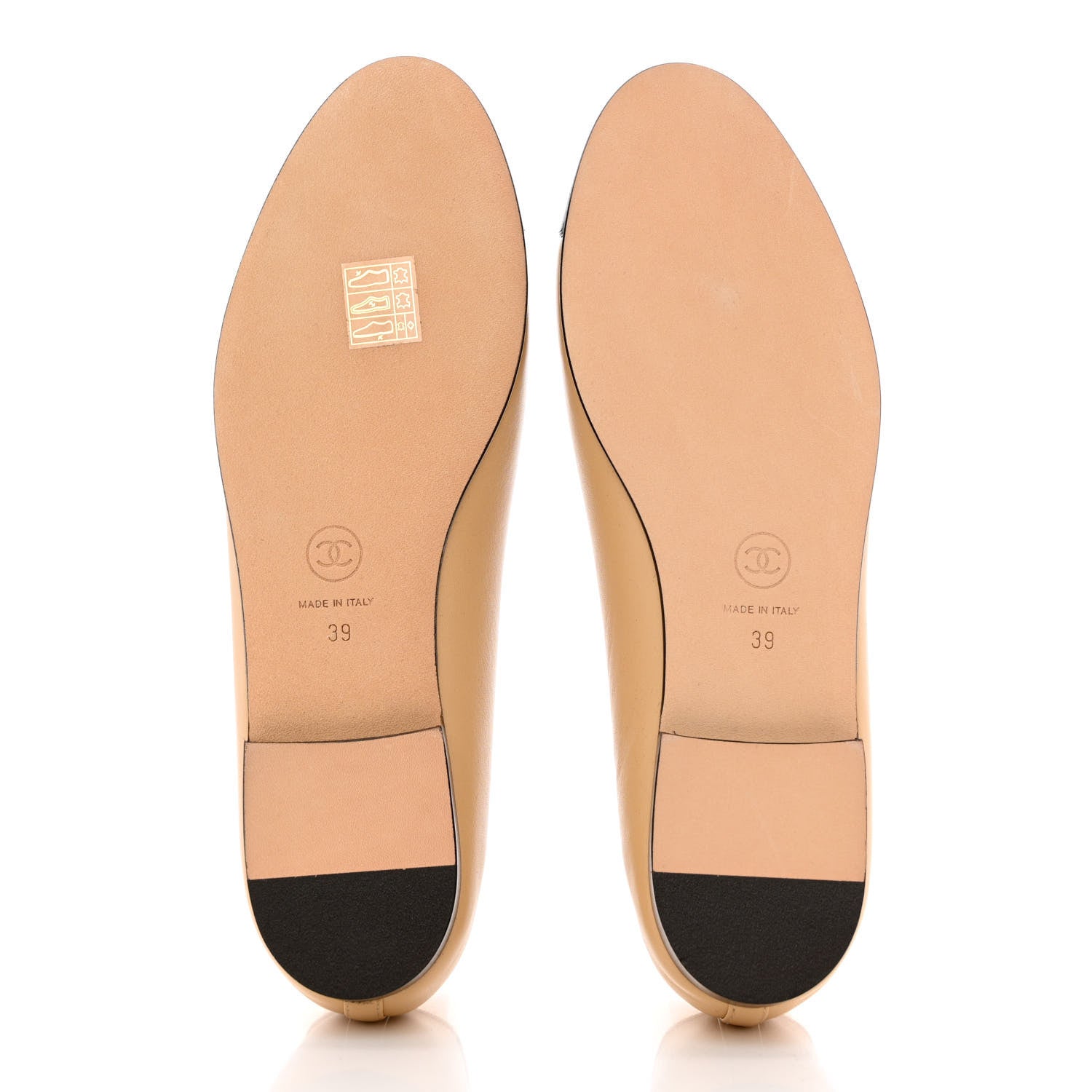 Chanel Lambskin Cap Toe CC Ballerina Flats 39 Beige Black 5 of 9