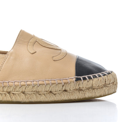 Chanel Lambskin CC Espadrilles 40 Beige Black 15 of 23