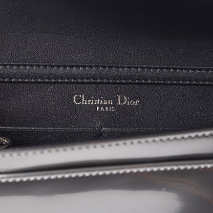 Christian Dior Metallic Patent Micro-Cannage Diorama Wallet on Chain Pouch Silver 6 of 9