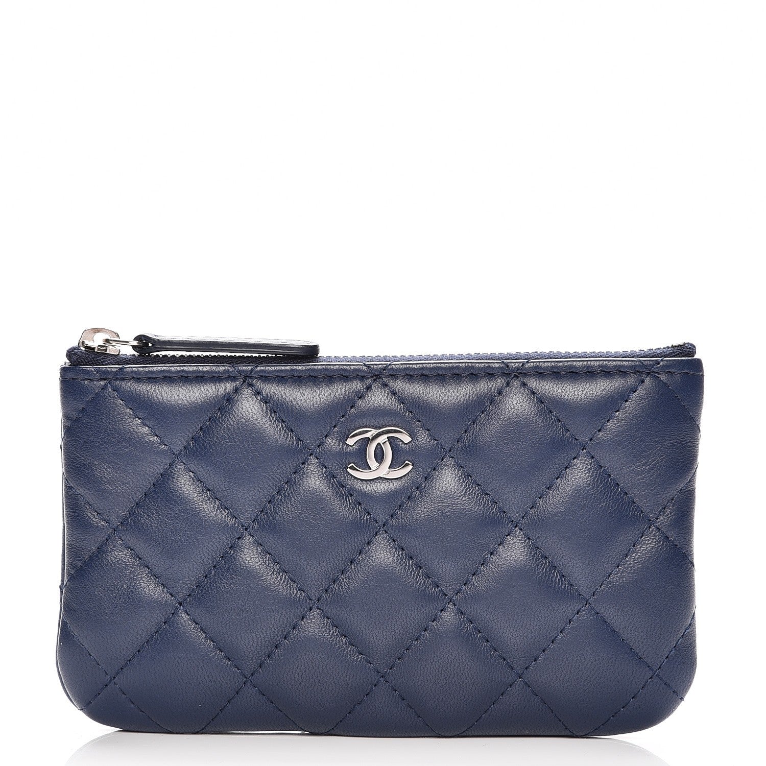 Chanel Lambskin Quilted Small Cosmetic Case Blue 1 of 8