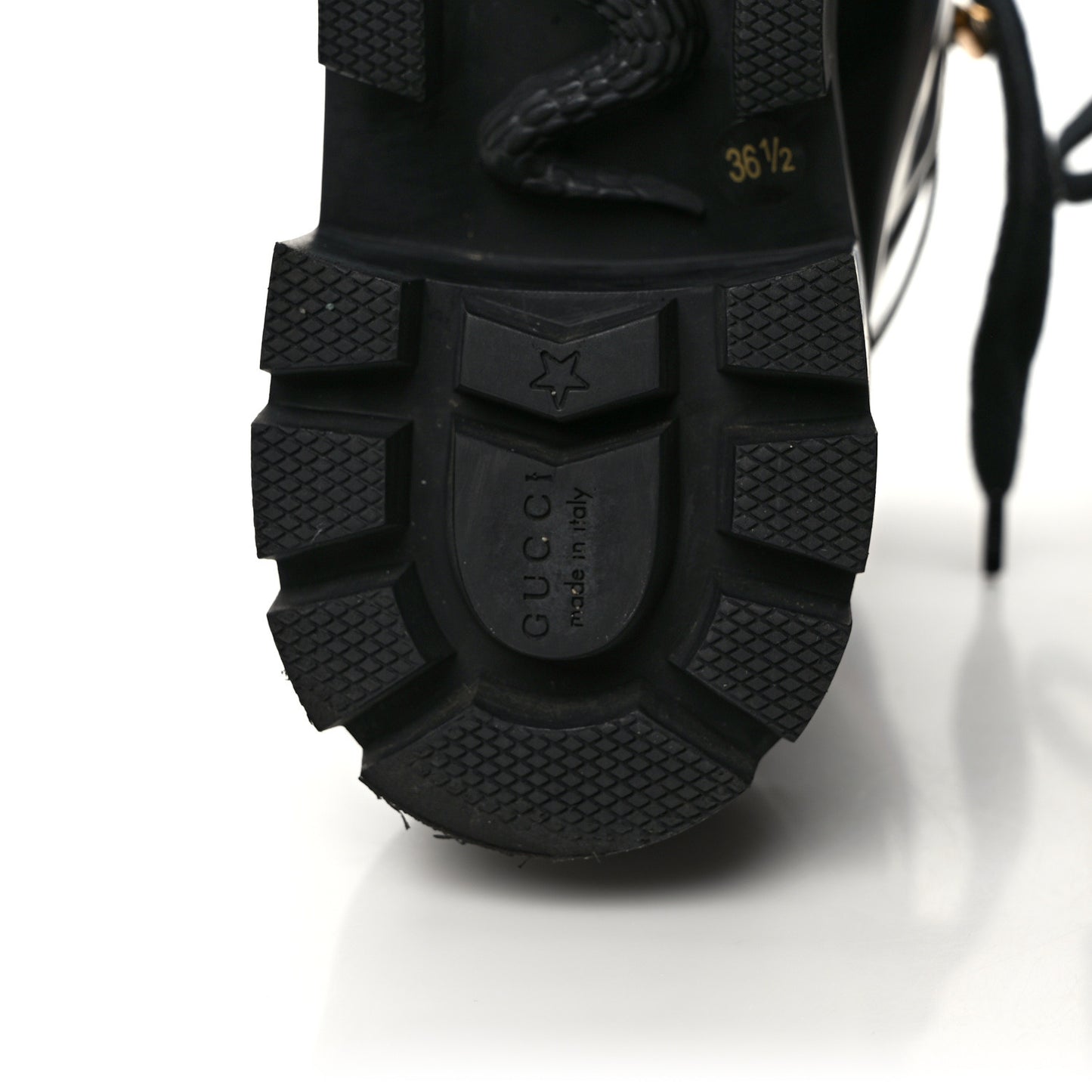 Calfskin Sylvie Web Lace Up Combat Boots 36.5 Black