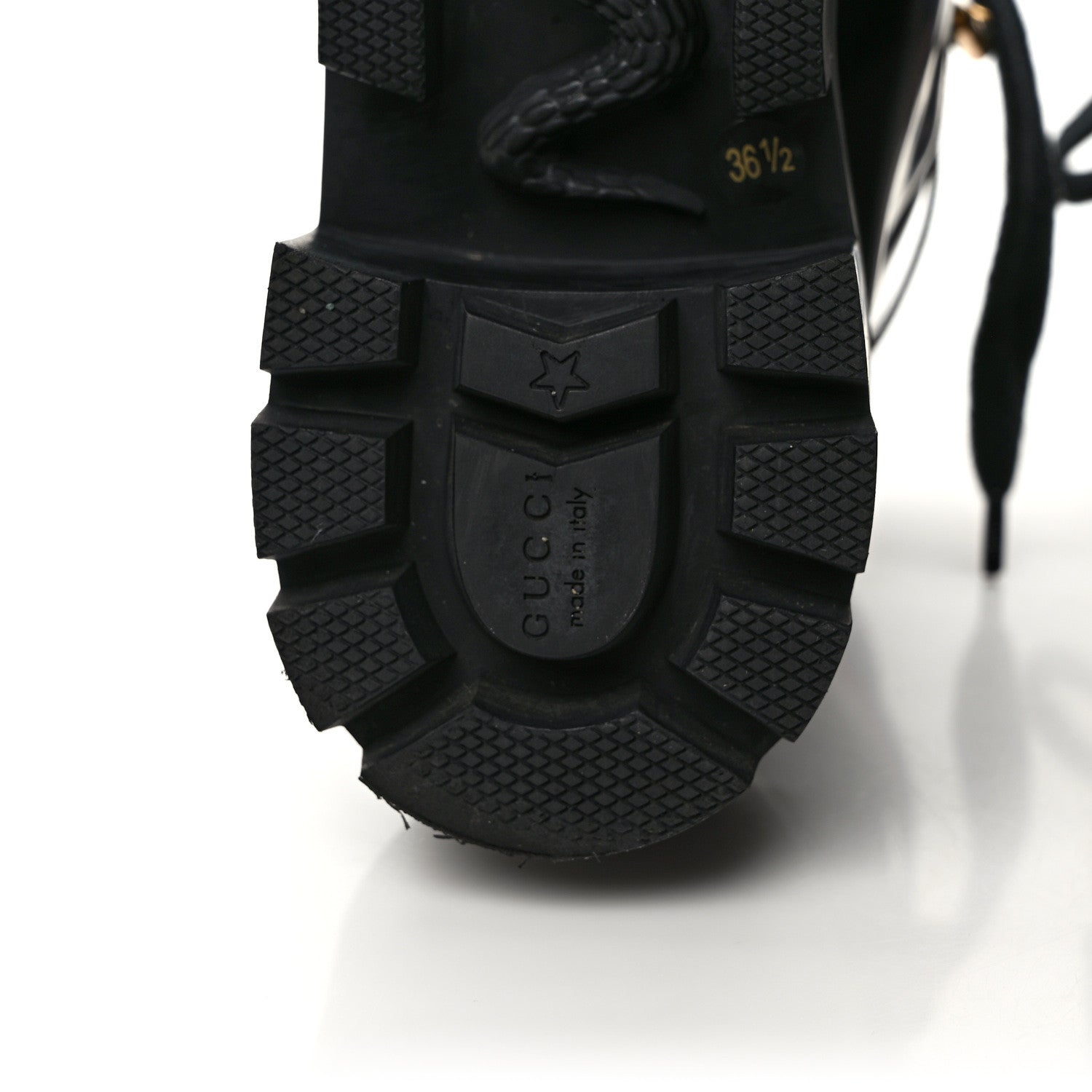 Gucci Calfskin Sylvie Web Lace Up Combat Boots 36.5 Black 6 of 8