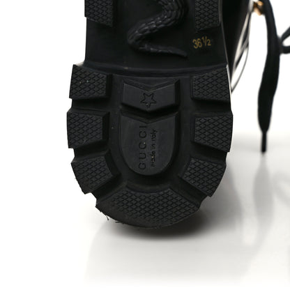 Gucci Calfskin Sylvie Web Lace Up Combat Boots 36.5 Black 6 of 8