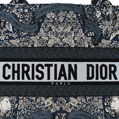 Christian Dior Canvas Embroidered Medium Around The World Book Tote Blue 7 of 9