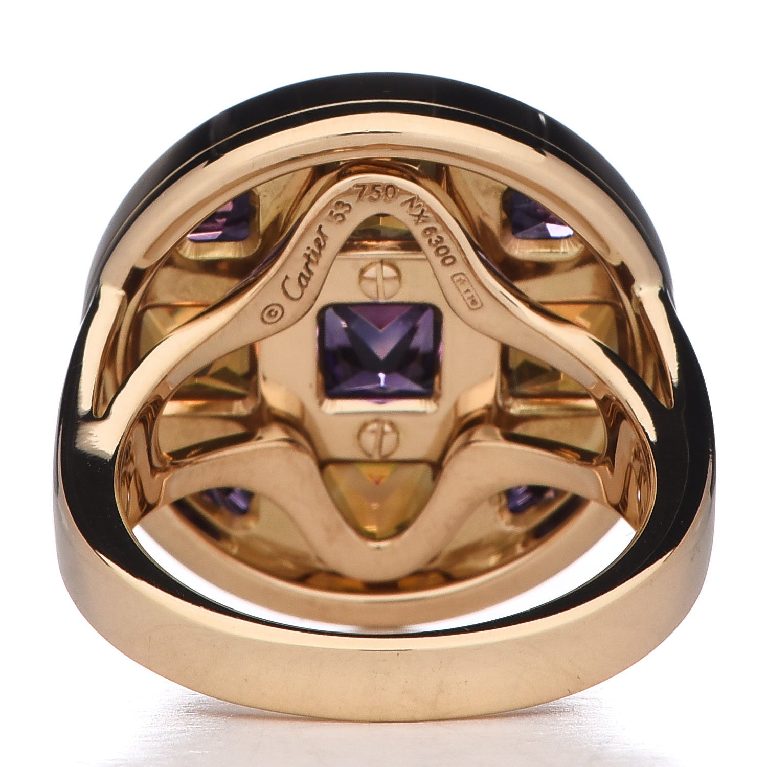 Cartier 18K Yellow Gold Citrine Amethyst Pasha de Ring 53 6.25 4 of 6