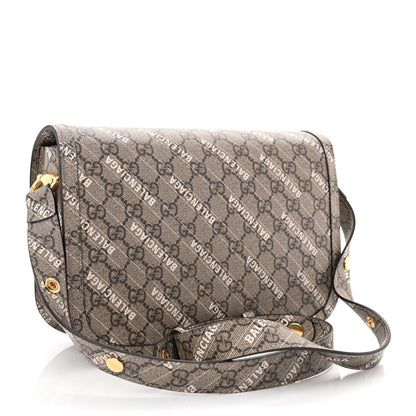 Gucci X BALENCIAGA GG Supreme Monogram Logo Print Horsebit 1955 Shoulder Bag Beige Ebony 3 of 10