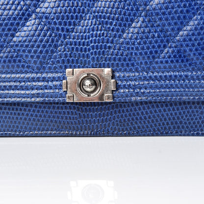 Chanel Lizard Boy Wallet on Chain WOC Blue 12 of 15