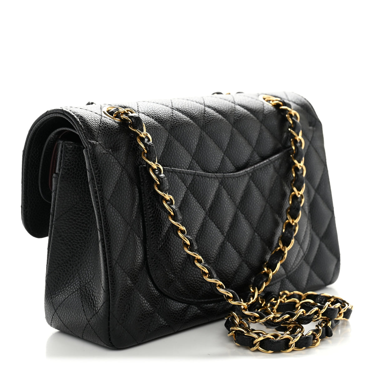 Caviar Quilted Small Double Flap Black