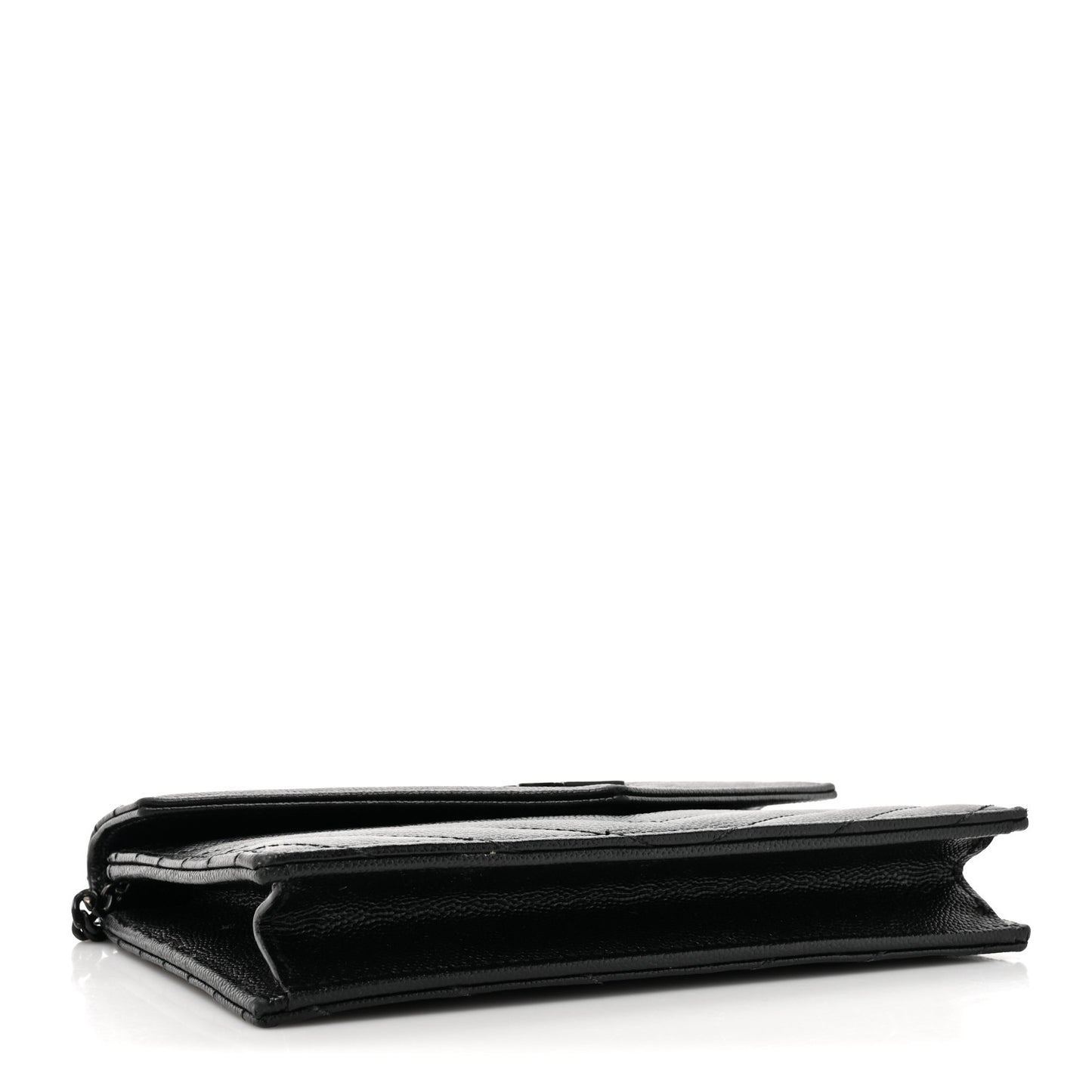 Grain De Poudre Matelasse Chevron Monogram Monochrome Envelope Chain Wallet Black