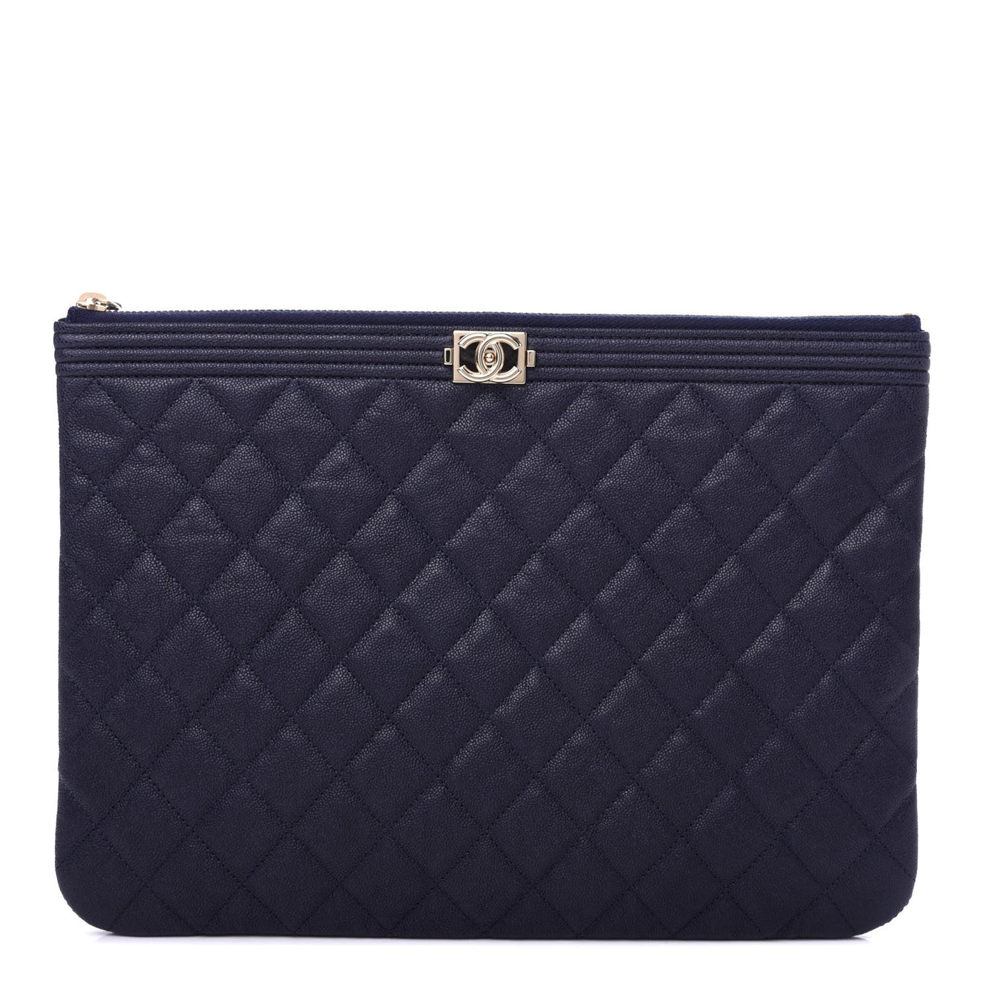 Caviar Quilted Medium Boy Cosmetic Case Navy