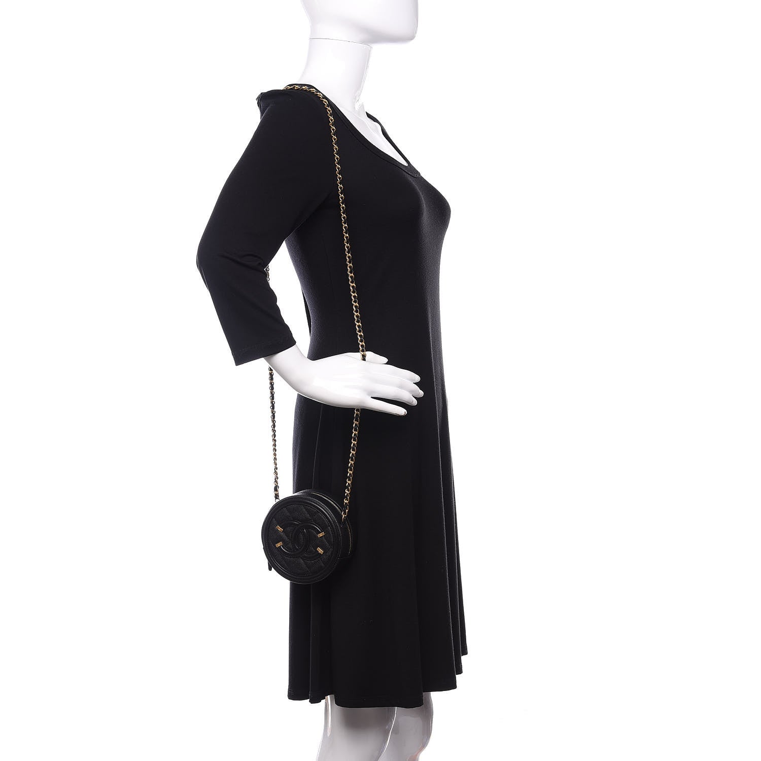 Chanel Caviar Quilted Round Filigree Crossbody Black 2 of 11