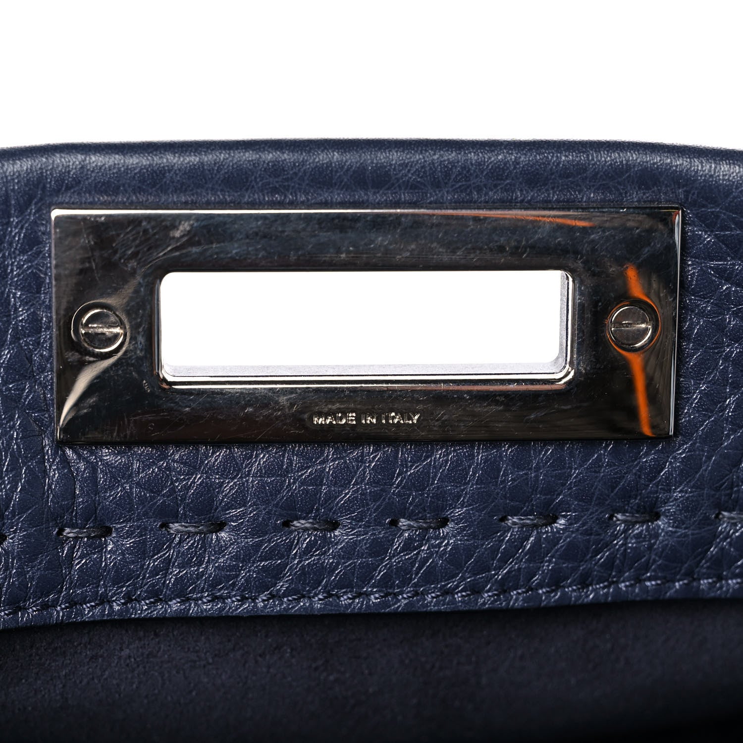 Fendi Cuoio Romano Selleria Medium Peekaboo Iconic Satchel Blue Notte 17 of 17
