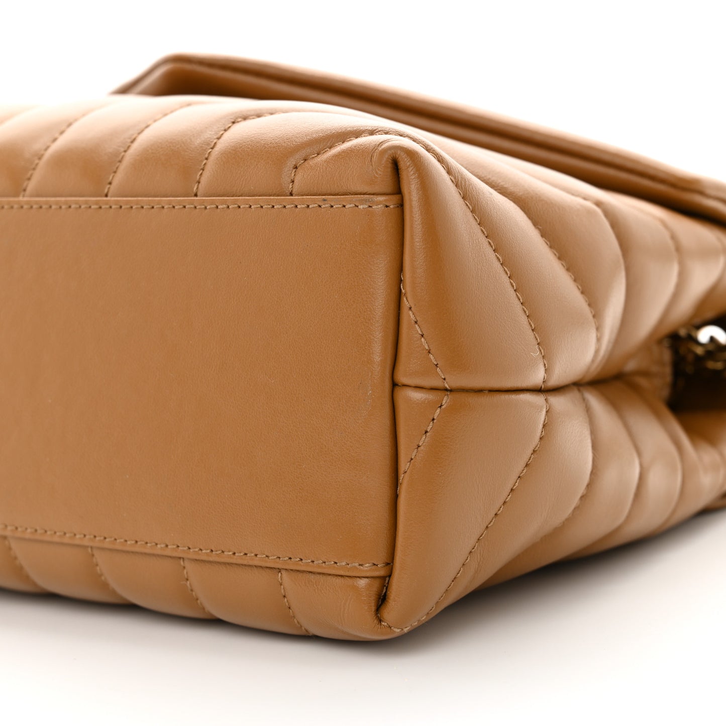 Calfskin Y Quilted Monogram Small Loulou Chain Satchel Dark Natural