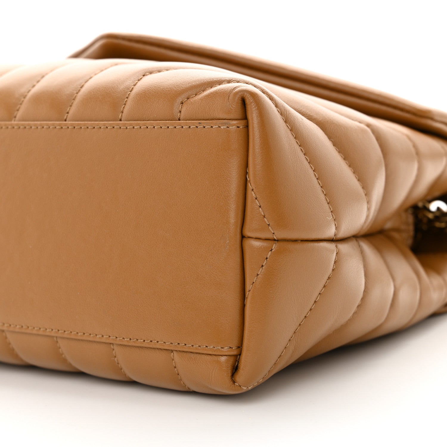 Saint Laurent Calfskin Y Quilted Monogram Small Loulou Chain Satchel Dark Natural 10 of 12