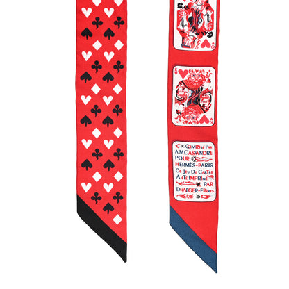 Hermes Silk Jeu de Cartes Twilly Rouge Black Ardoise 2 of 5