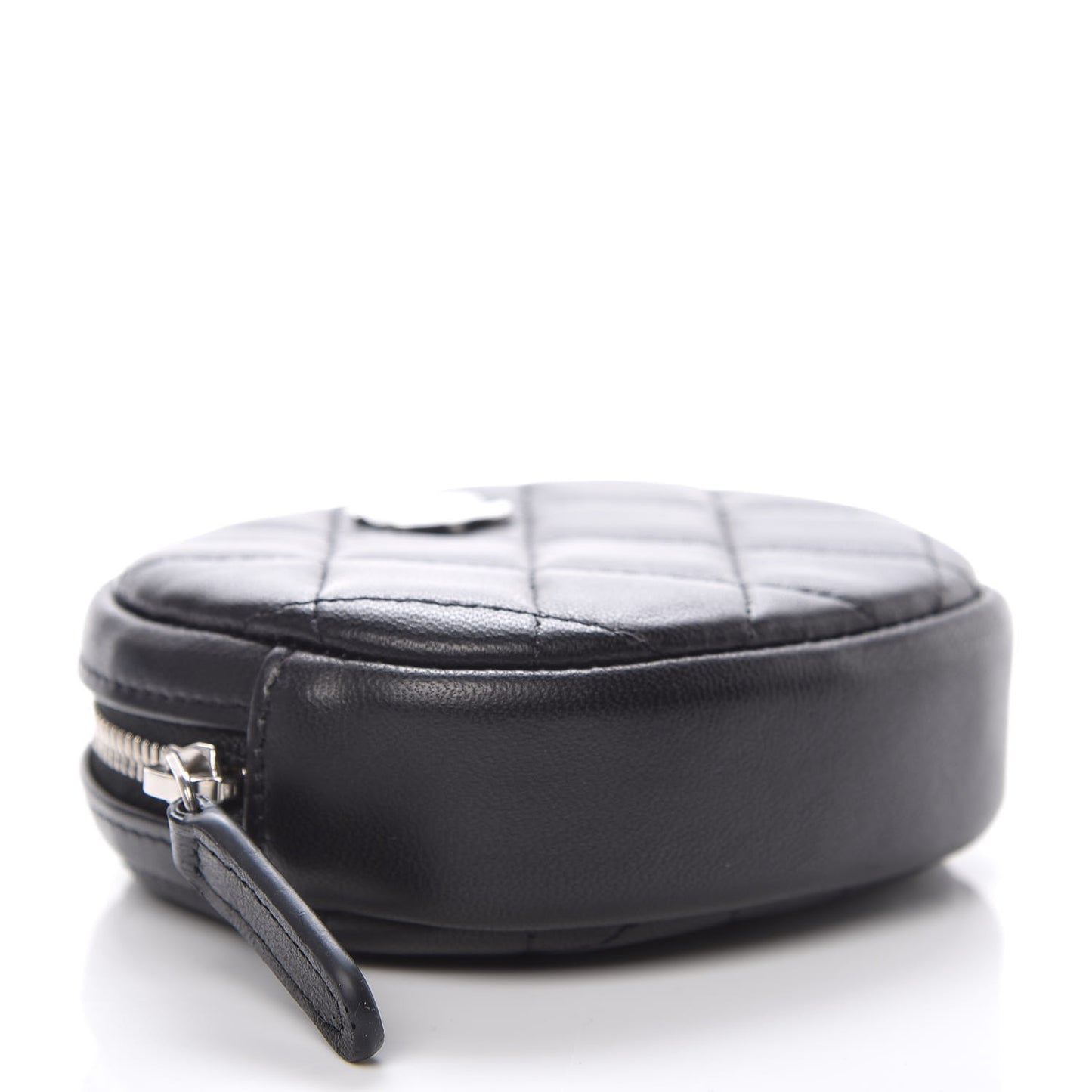 Lambskin Quilted Zip Around Classic Coin Purse Black