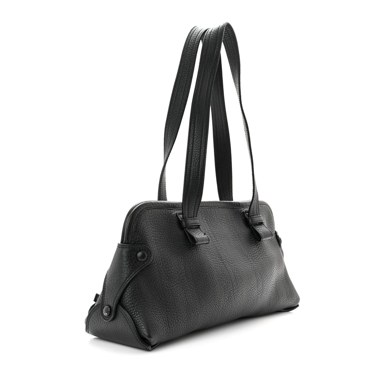 Grained Calfskin Shoulder Bag Black