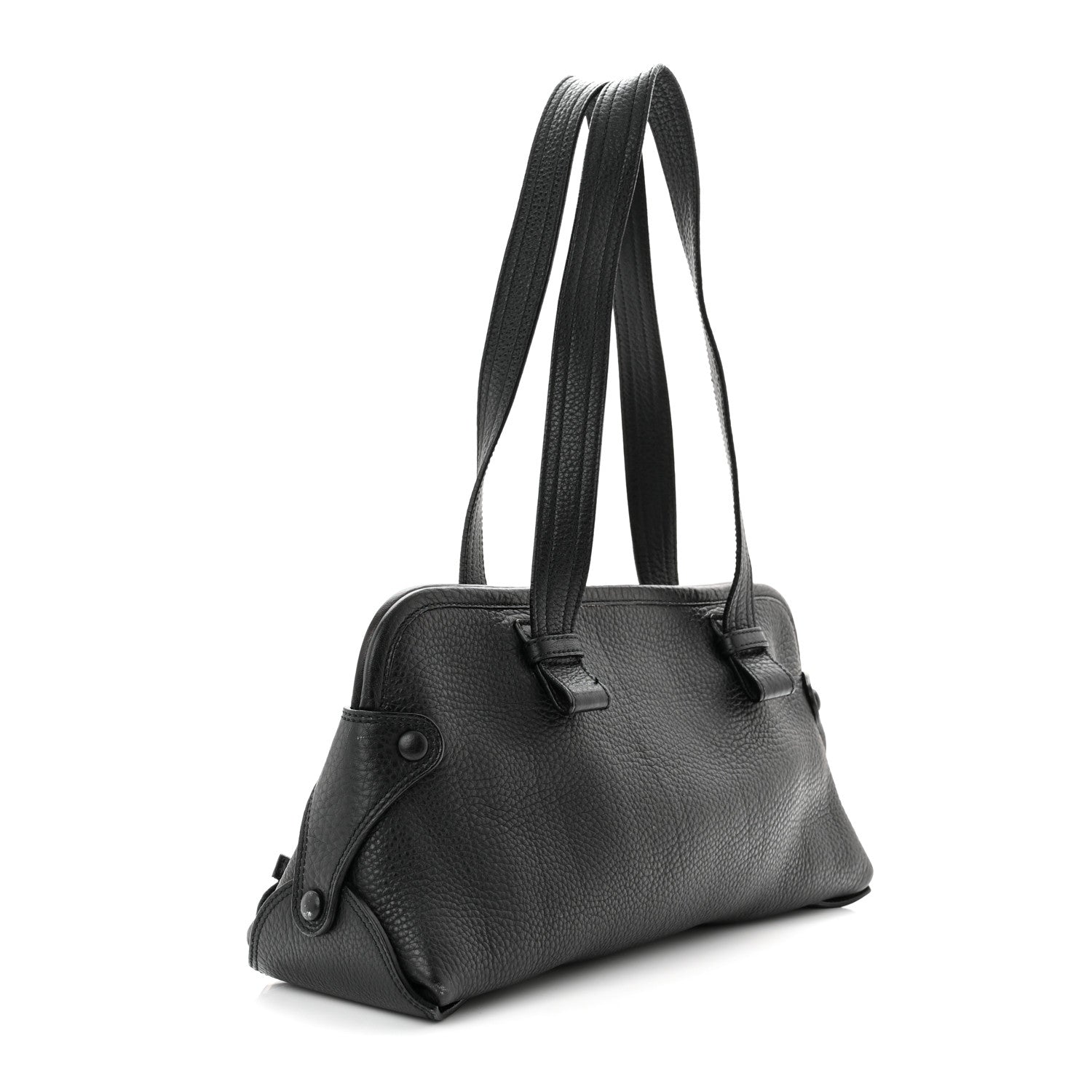 Salvatore Ferragamo Grained Calfskin Shoulder Bag Black 3 of 9
