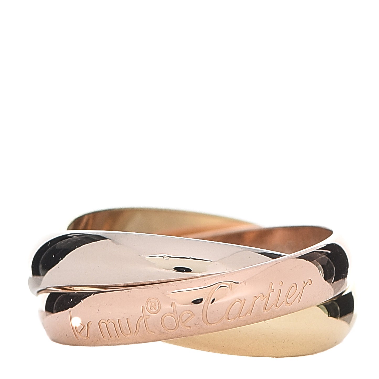 18K Pink Yellow White Gold Classic Les Must De Cartier Trinity Ring 49 4.75
