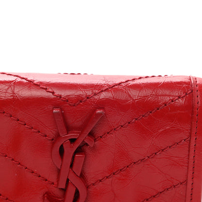 Saint Laurent Crinkled Calfskin Matelasse Monogram Niki Compact Wallet Red 9 of 10