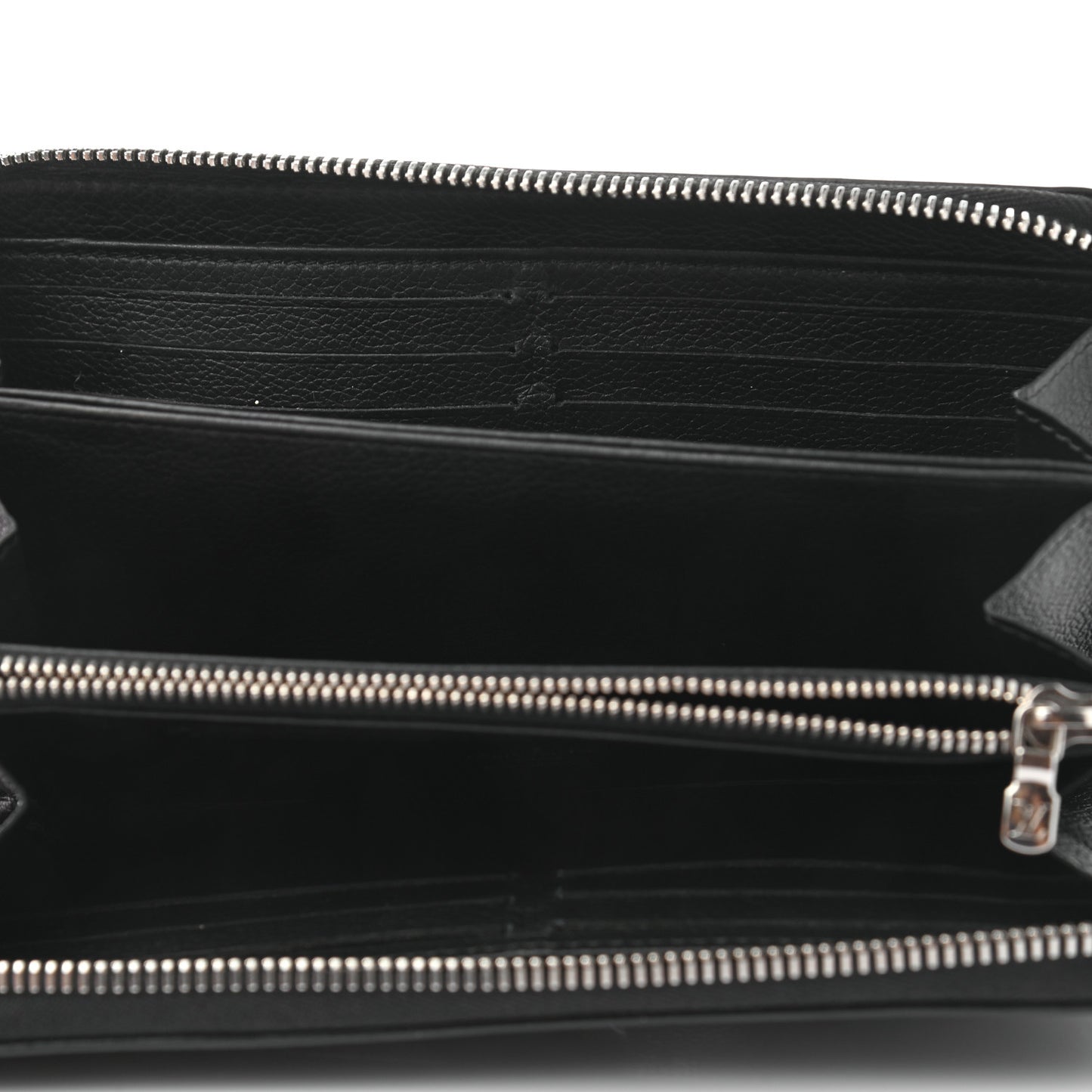 Calfskin Zippy Lockme Wallet Black