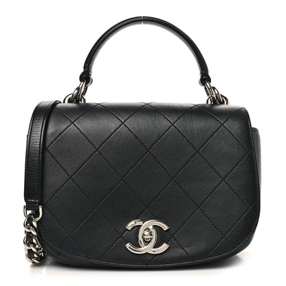 Chanel Calfskin Stitched Small Ring My Bag Flap Crossbody Bag Black 1 of 10