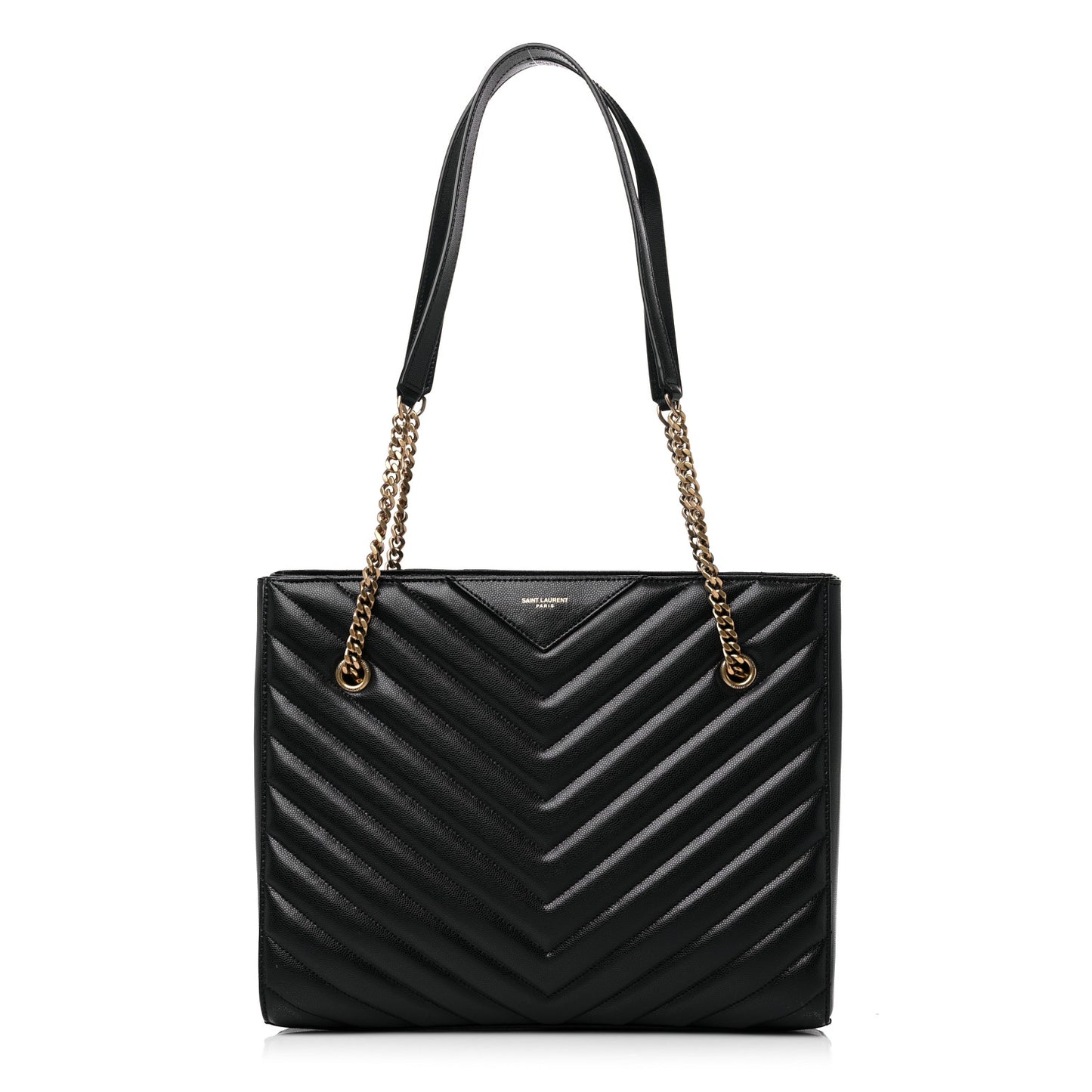Grain De Poudre Matelasse Chevron Tribeca Shopping Bag Black