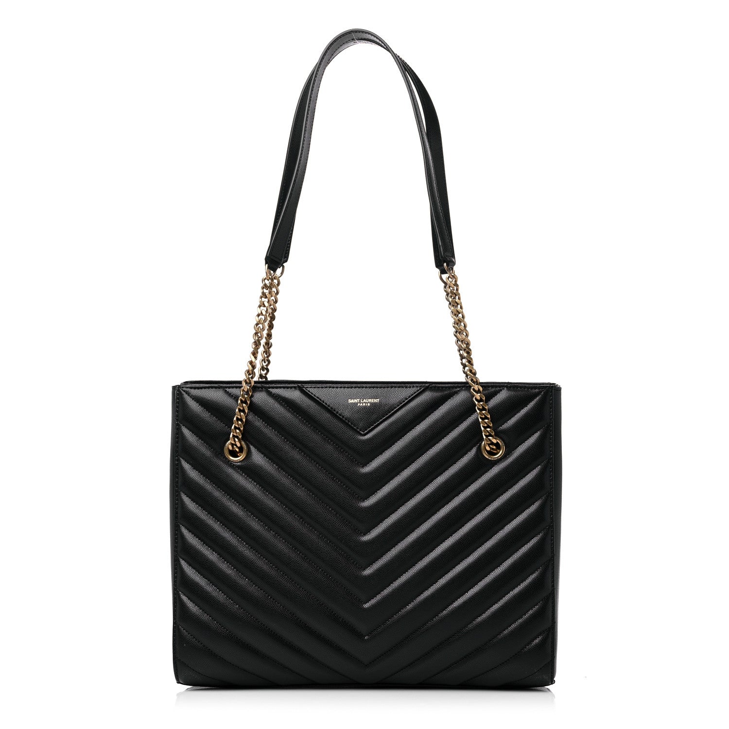 Saint Laurent Grain De Poudre Matelasse Chevron Tribeca Shopping Bag Black 1 of 10