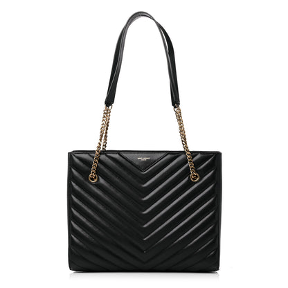 Saint Laurent Grain De Poudre Matelasse Chevron Tribeca Shopping Bag Black 1 of 10