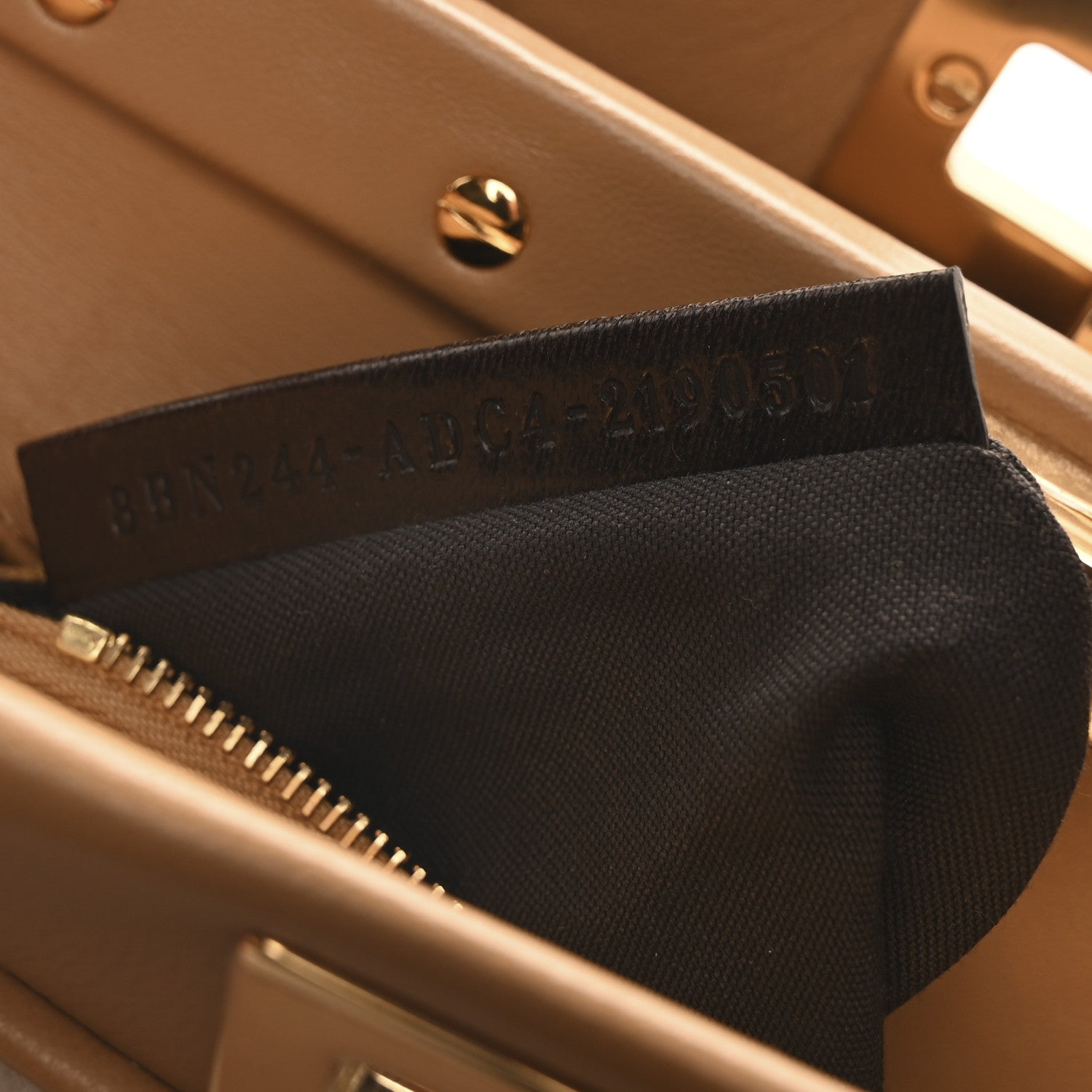 Fendi Shearling Nappa Macro FF 1974 Mini Peekaboo Iconic Satchel White Ice Cuoio Miele Scuro 7 of 10