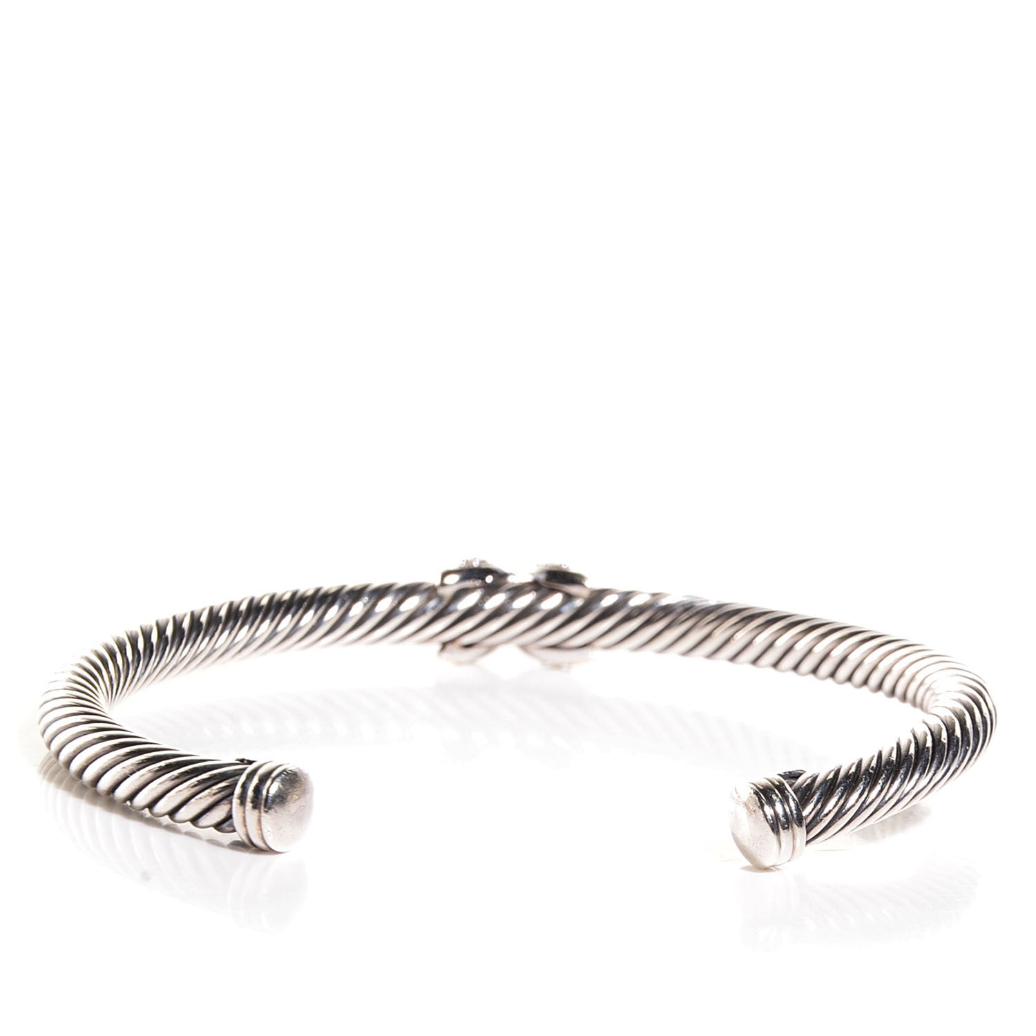 David Yurman Sterling Silver Diamond 4mm X Cable Bracelet 3 of 6