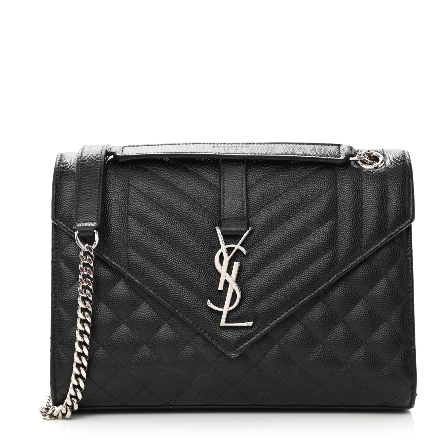 Grain De Poudre Textured Mixed Matelasse Triquilt Medium Monogram Satchel Black