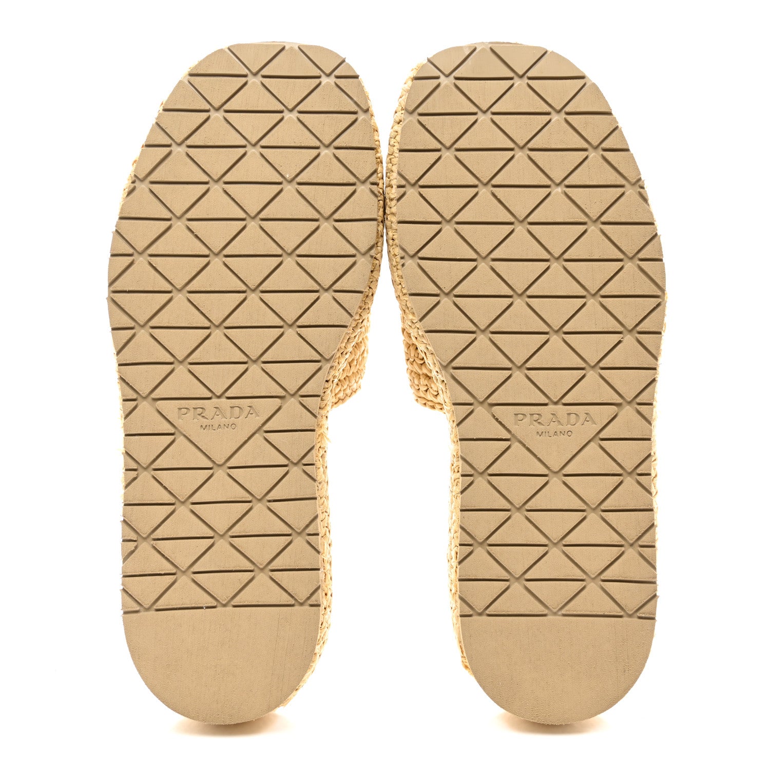 Prada Raffia Metal Triangle Logo Woven Flatform 35mm Slide Sandals 38 Naturale 5 of 8