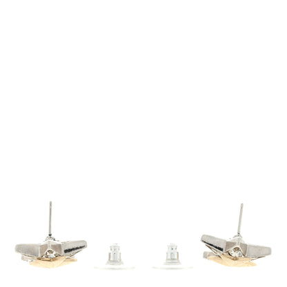Chanel Crystal CC Star Drop Earrings Silver Gold 3 of 4