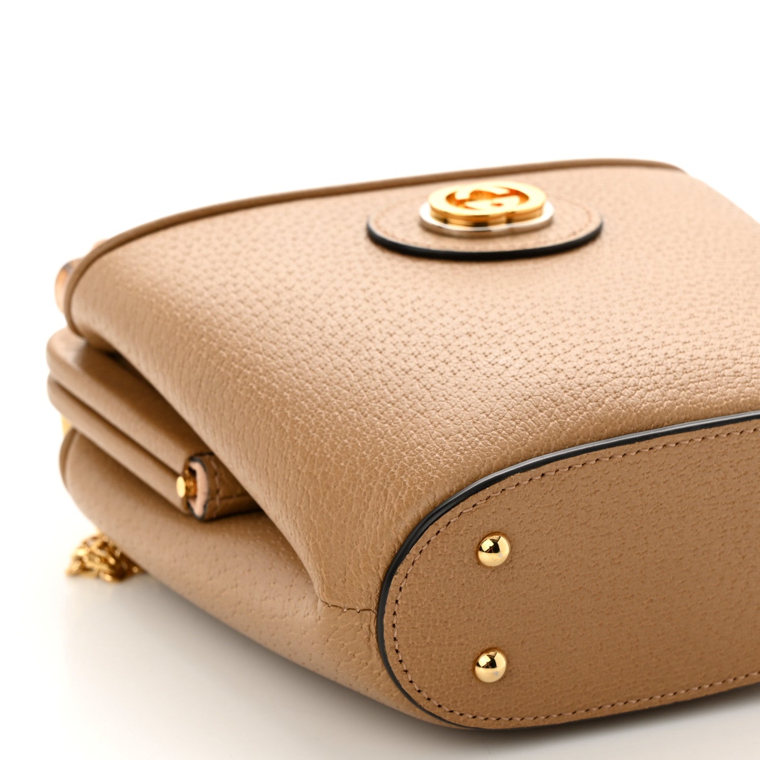 Gucci Textured Dollar Calfskin Bamboo Mini Marina Bucket Bag Natural Tan 9 of 10
