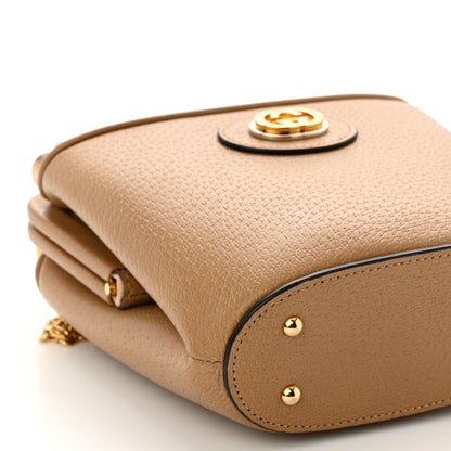 Gucci Textured Dollar Calfskin Bamboo Mini Marina Bucket Bag Natural Tan 9 of 10