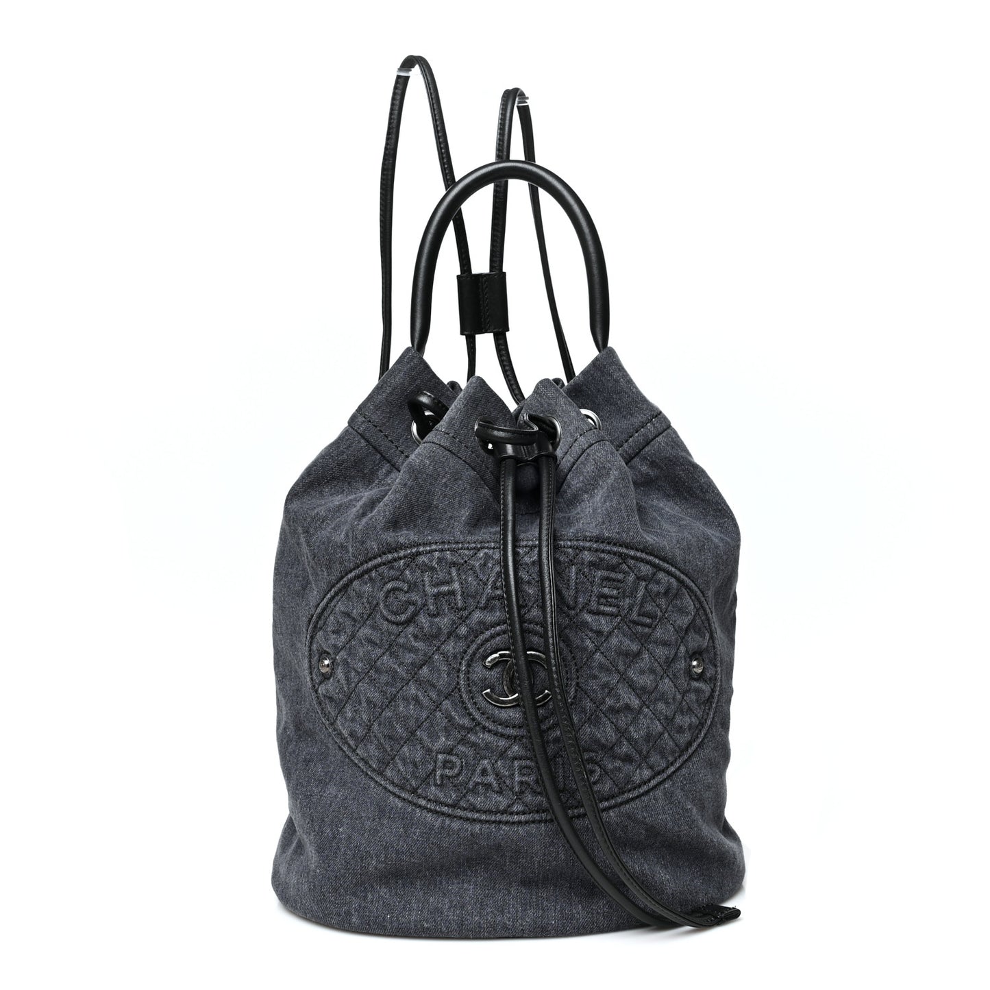 Denim Drawstring Backpack Blue