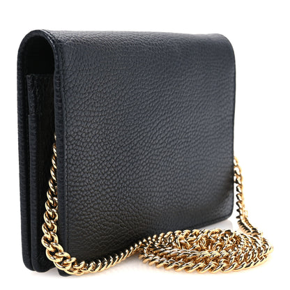 Gucci Calfskin Mini GG Marmont Chain Wallet Black 3 of 10