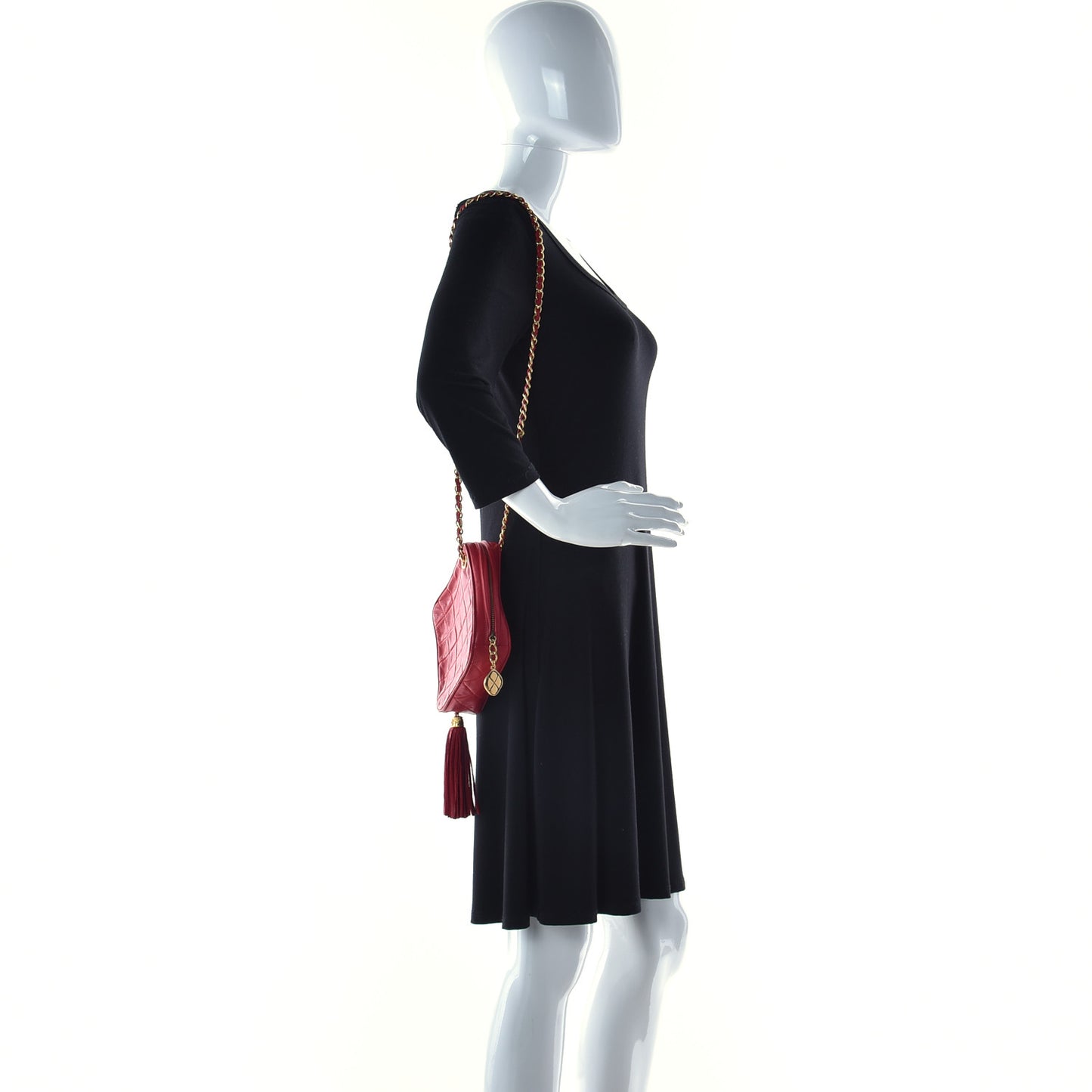 Lambskin Quilted Tassel Clutch Red