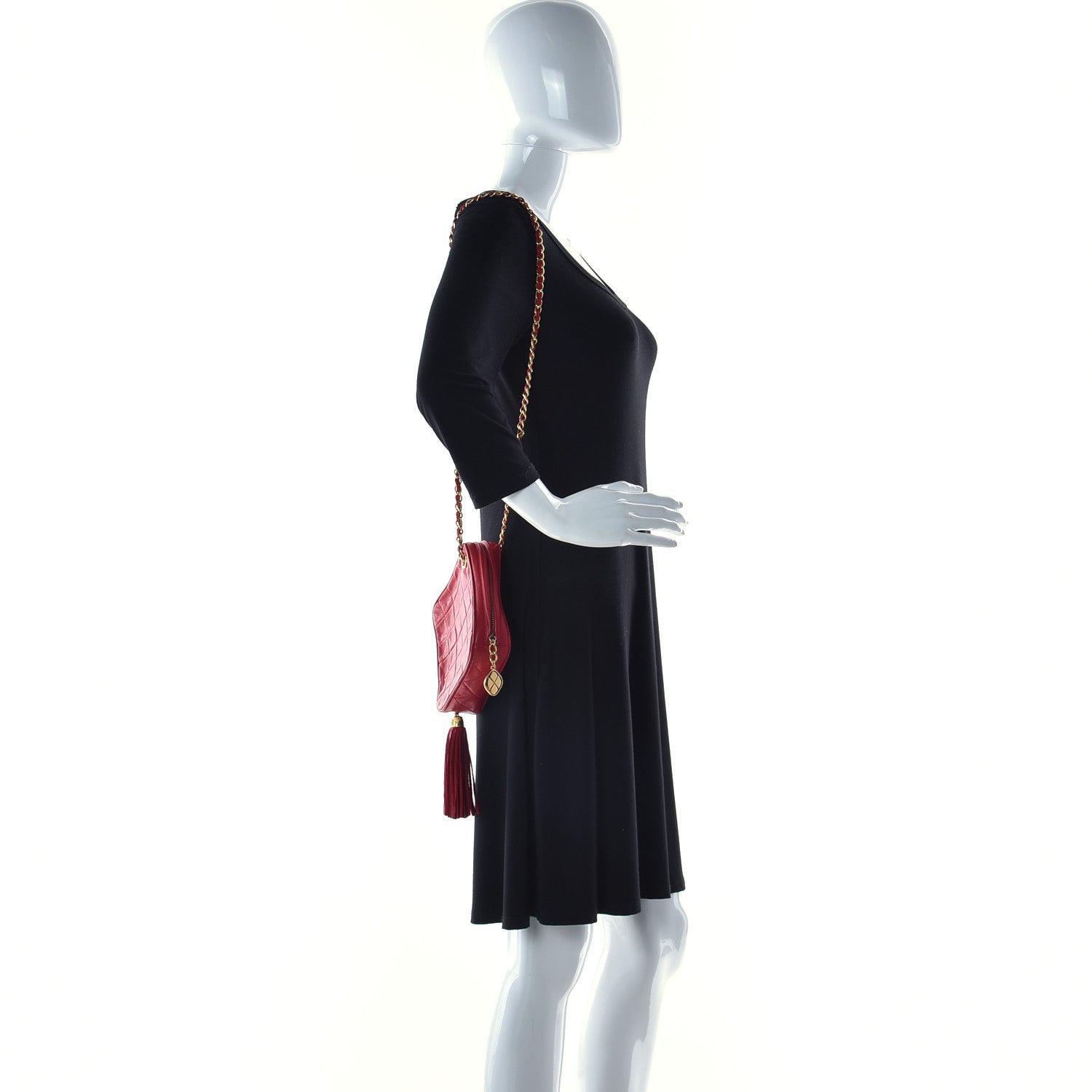 Chanel Lambskin Quilted Tassel Clutch Red 3 of 13