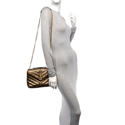 Saint Laurent Calfskin Y Quilted Monogram Small Loulou Chain Satchel Leopard 2 of 11